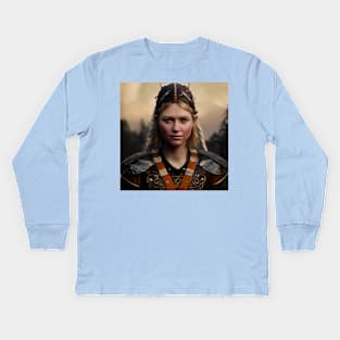 Viking Shield Maiden Kids Long Sleeve T-Shirt